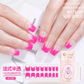 Zhengxiang customized french gel nail art stickers ice transparent solid color ins cross-border uv phototherapy semi-cured nail stickers wholesale
