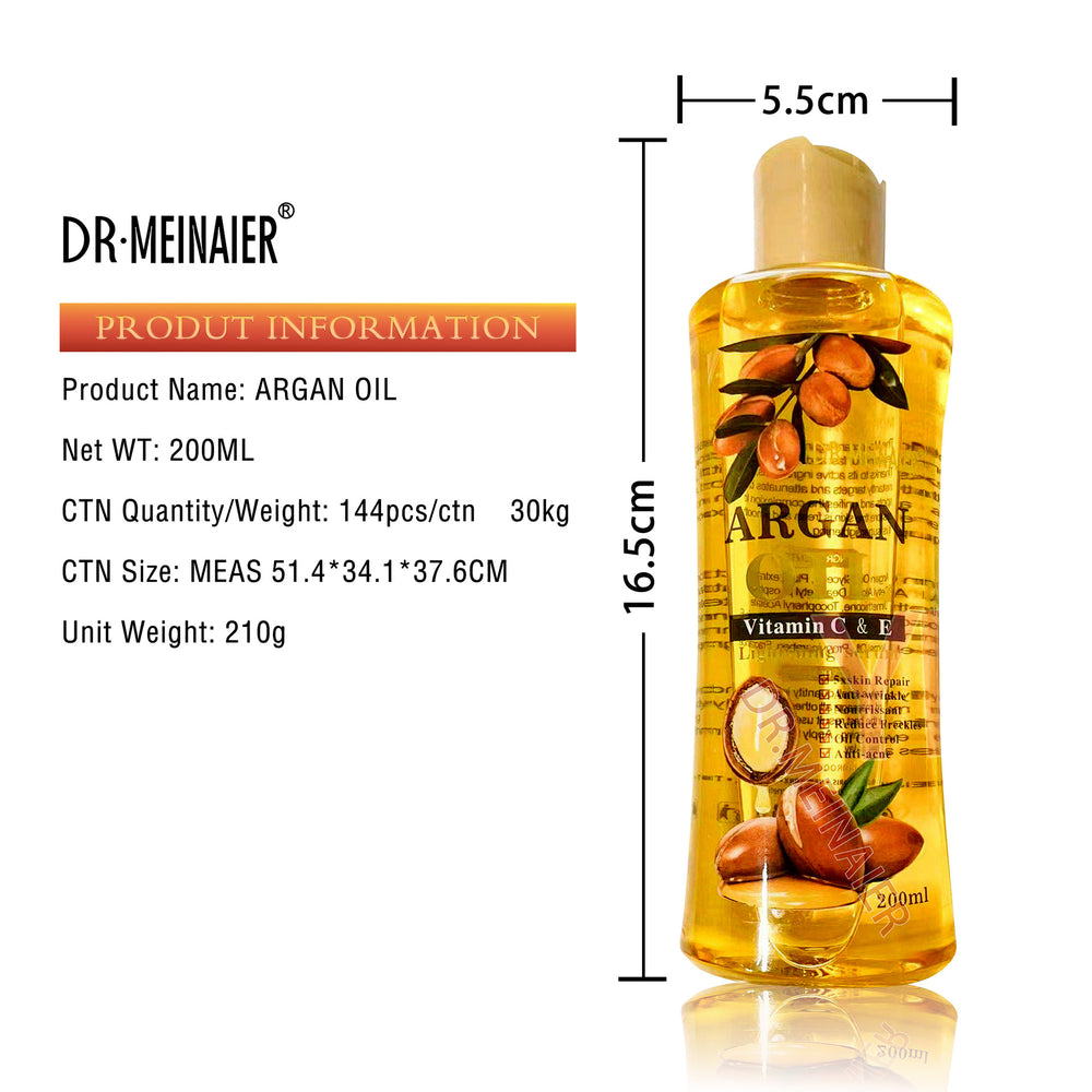 moroccan argan oil - facial & body moisturizing, skincare, massage oil, smoothing hair care - 200ml