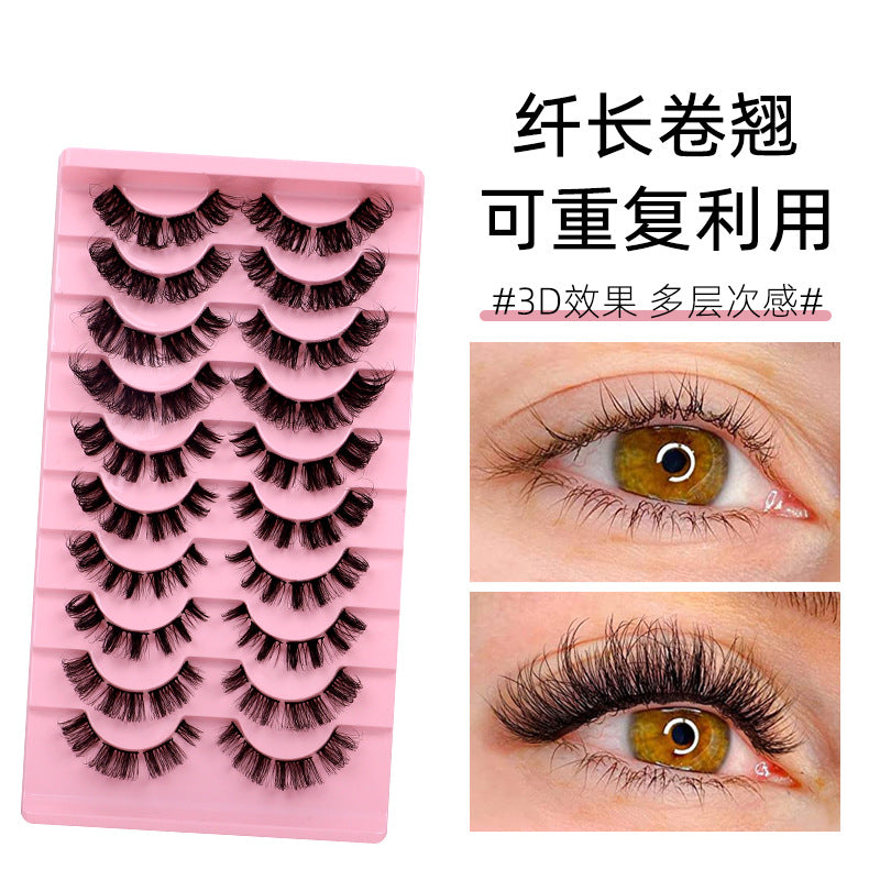 European and american segmented false eyelashes russian volume 3dstereo large curvature european and american thick false eyelashes glue style