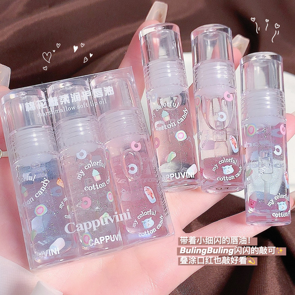 Kapavini marshmallow lip oil: hydrating, moisturizing, anti-chapping, mirror-shine, transparent glass lips