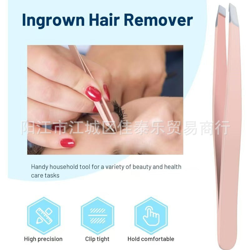 stainless steel oblique eyebrow clip super sharp cell clip straight clip hook clip three-piece set acne needle beauty set