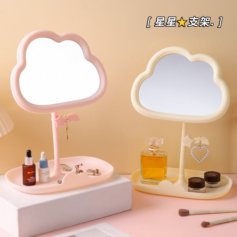 Cosmetic mirror girly heart plastic rotatable desktop desktop storage dressing mirror for home dormitory home portable mirror