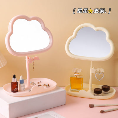 Cosmetic mirror girly heart plastic rotatable desktop desktop storage dressing mirror for home dormitory home portable mirror