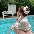 Double-layer large lace scrunchie - french romantic hollow-out hair tie - lolita style hair accessory for women