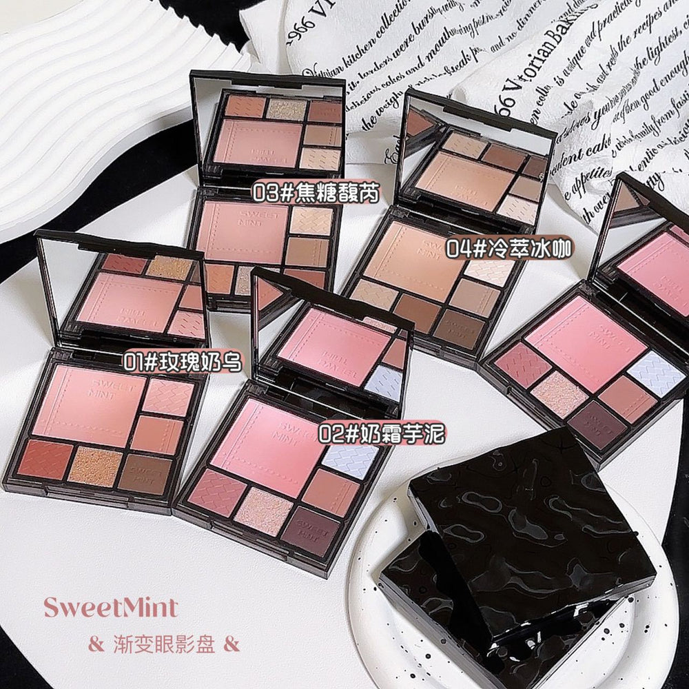 Sweet mint gradient eyeshadow palette - everyday commute, earth tones, matte, highlighter, contour, blush all-in-one