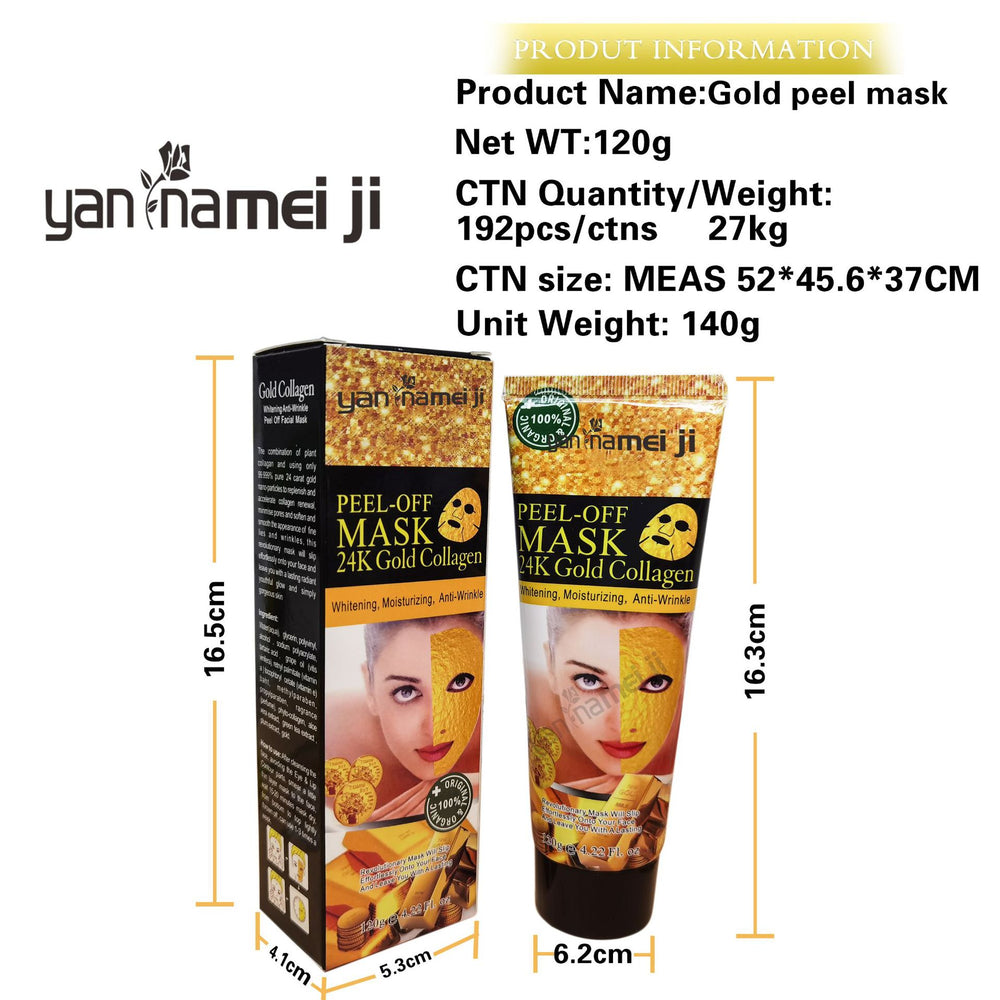 foreign trade 24k gold mask collagen hydrating peel-off nose mask mask brightening skin color wholesale 120g