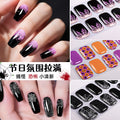 Zhengxiang halloween gel nail art stickers waterproof cross-border uv semi-cured nail stickers customized nail symphony