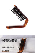 Amber folding comb - boar bristle, anti-static, gentle on scalp, compact & portable travel comb, beard brush