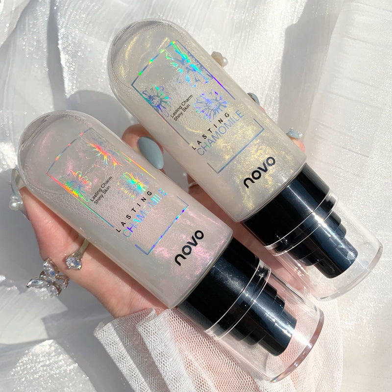 Novo chamomile hydrating setting spray - quick-drying, film-forming, dewy finish with fine shimmer, long-lasting, waterproof, smudge-proof