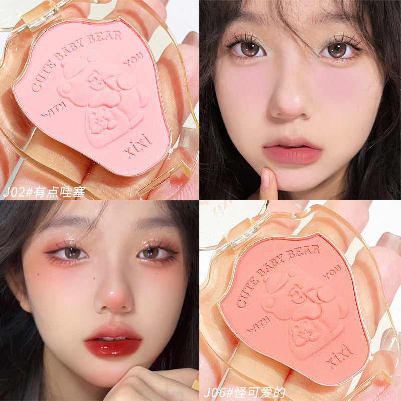 Makeup xixi working bear anti-internal roll single color blush natural nude makeup brightening contouring blush purple peach matte rouge
