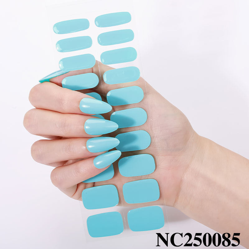 Zhengxiang custom gel nail stickers - waterproof, cross-border, european & american style, solid color nail art stickers, uv light curing, semi-cured nail stickers