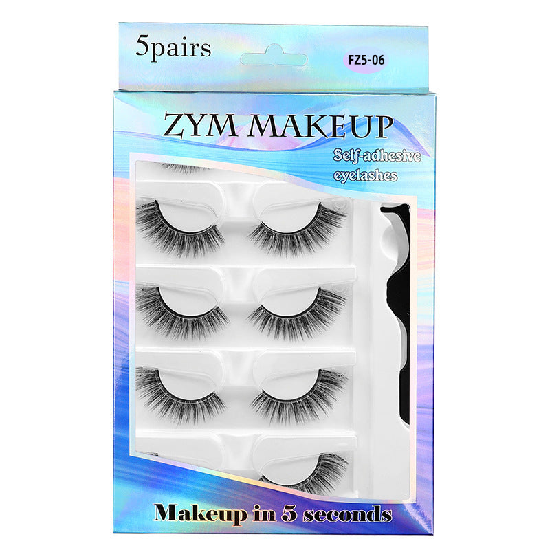 Glue-free self-adhesive false eyelashes for women nature temperature-sensitive black stem self-adhesive one-piece fashion baby straight eyelashes suit