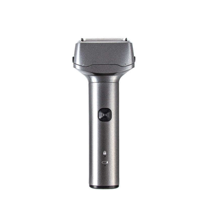 Portable reciprocating shaver with triple blades, full body washable electric razor, mini digital display for sideburns and beard trimming