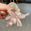 Korean style heart pearl claw clip - ethereal hair clip for women, back of head style, high-end shark clip with bowknot hair accessory