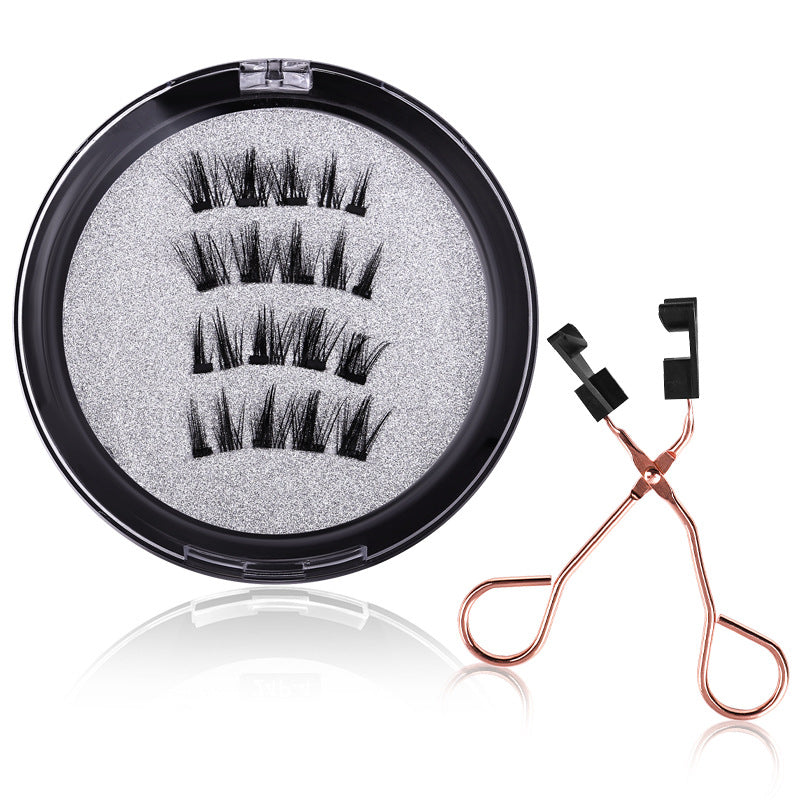 Pingdu magnetic false eyelashes amazon fashion thick strong magnetic 2 pairs black stem eyelash curler suit factory wholesale