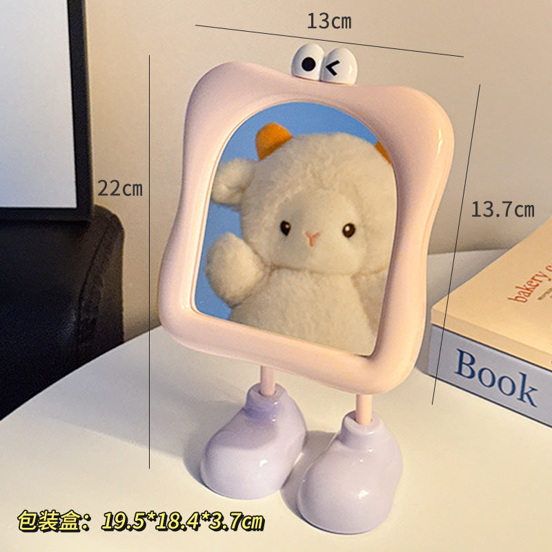 Cosmetic mirror cute desktop portable big-eyed student dormitory for home plastic storage home desktop mirror