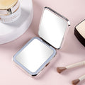 Portable led makeup mirror - foldable, electroplated, lighted plastic handheld double-sided mirror for home use