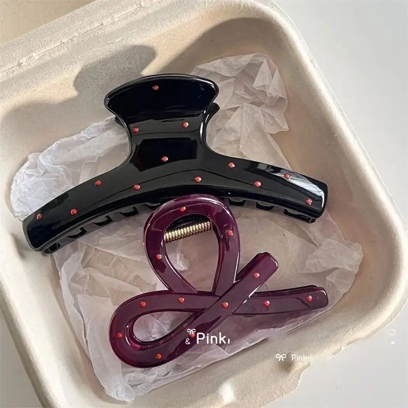 Frenchclassy polka dot golden gripper for women's back of head hair shark clip large elegance hairpin hairpin headwear