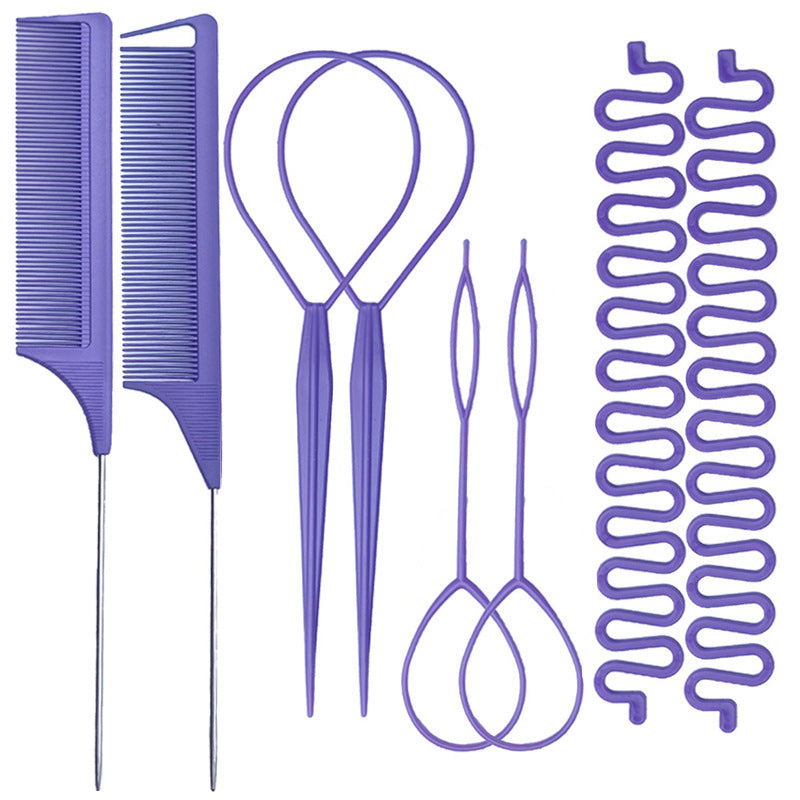 Hair braiding needle, hair braider, hair curler, 8-piece set, hair styling hair accessories, hairdressing tools, fishbone braid, steel needle comb