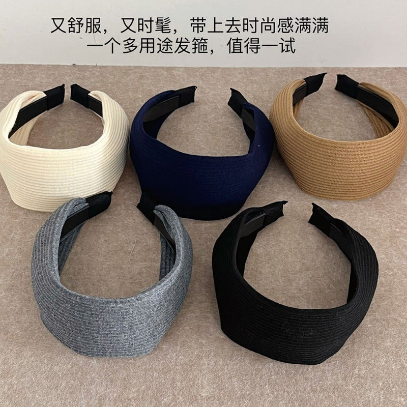 Korean retroclassy texture fashionable pit edge casual headband easiest for match sporty wide-brimmed headwear headband headband