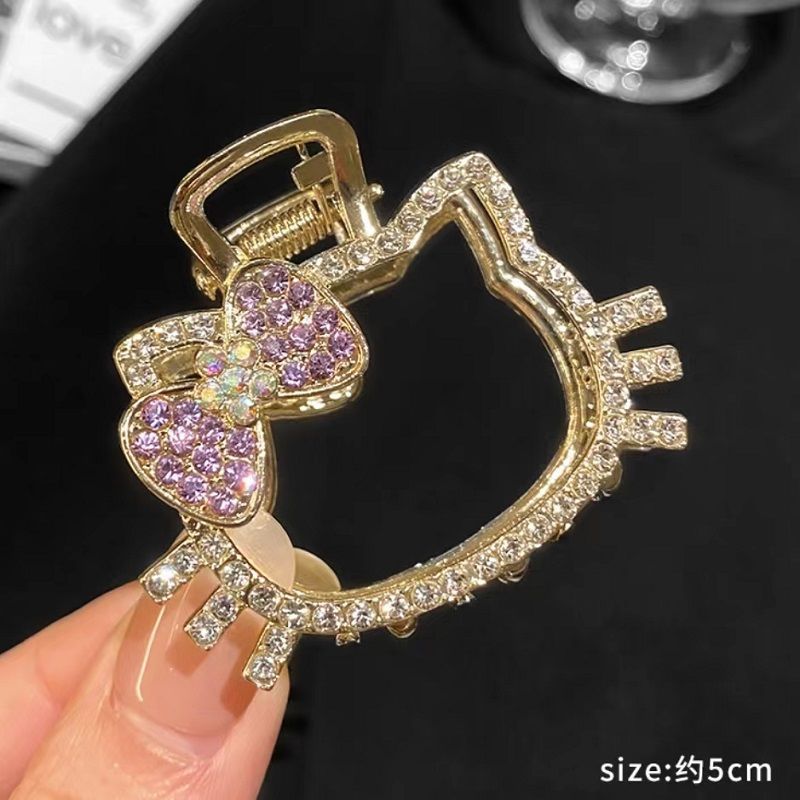 Girly heart diamond kt cat metal clip back head hair shark clip k-style half-tied hair cat hair clip headwear