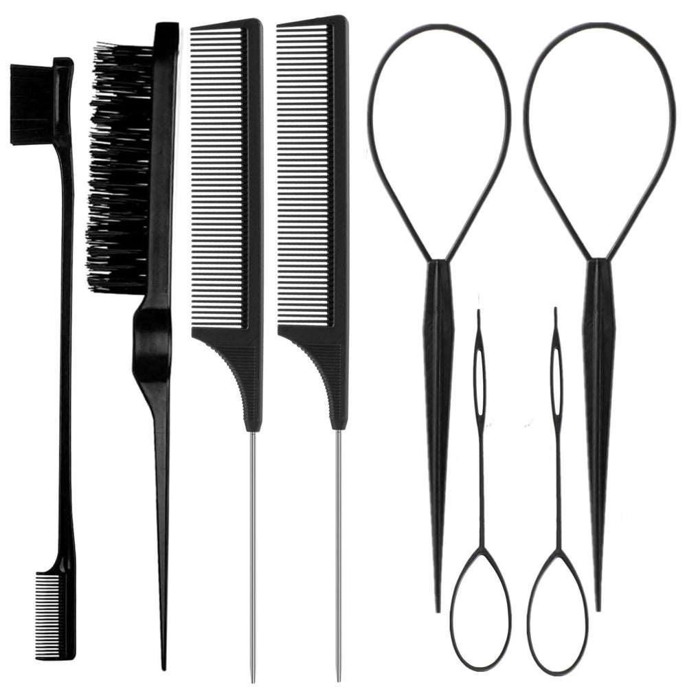 wholesale perm and dye hair sectioning comb eight-piece set stainless steel pointed tail comb non-slip high temperature resistant hair comb