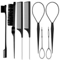 wholesale perm and dye hair sectioning comb eight-piece set stainless steel pointed tail comb non-slip high temperature resistant hair comb