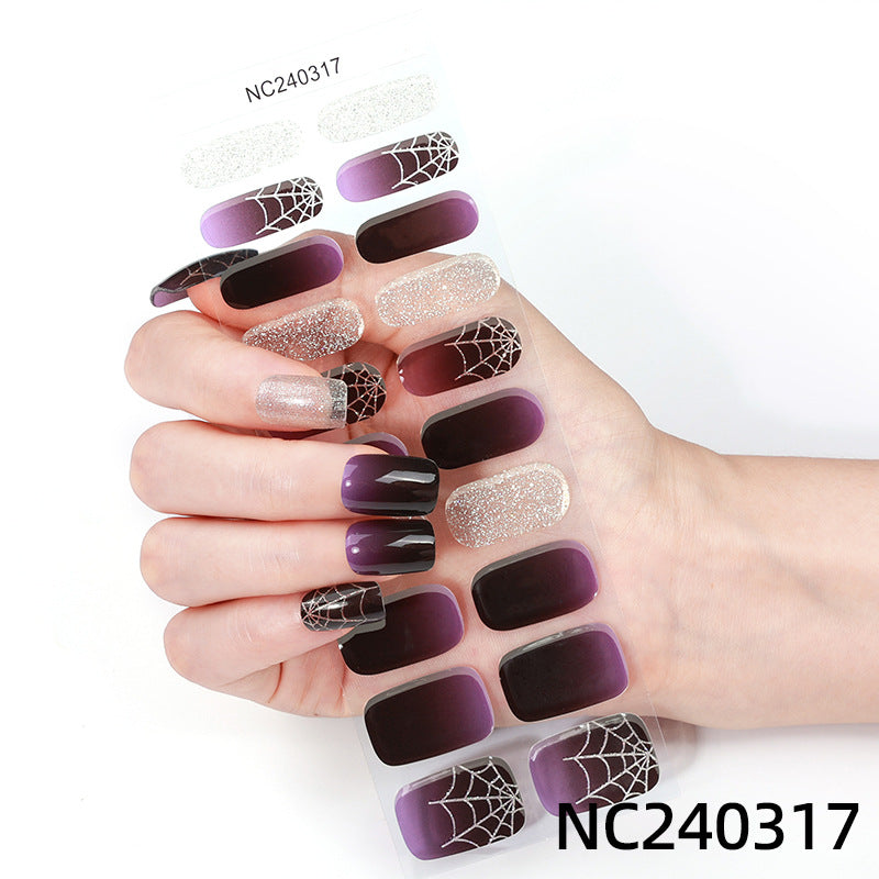 Zhengxiang halloween nail art stickers waterproof uv gel stickers fashion cross-border semi-baked nail stickers customized wholesale cute