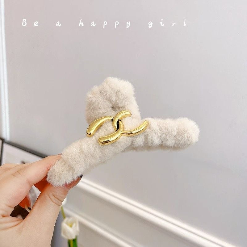 Stuffed gripper female fall and winter large hair clip classy sense ins shark clip hair volume multi-plate hair clip headwear hair accessories
