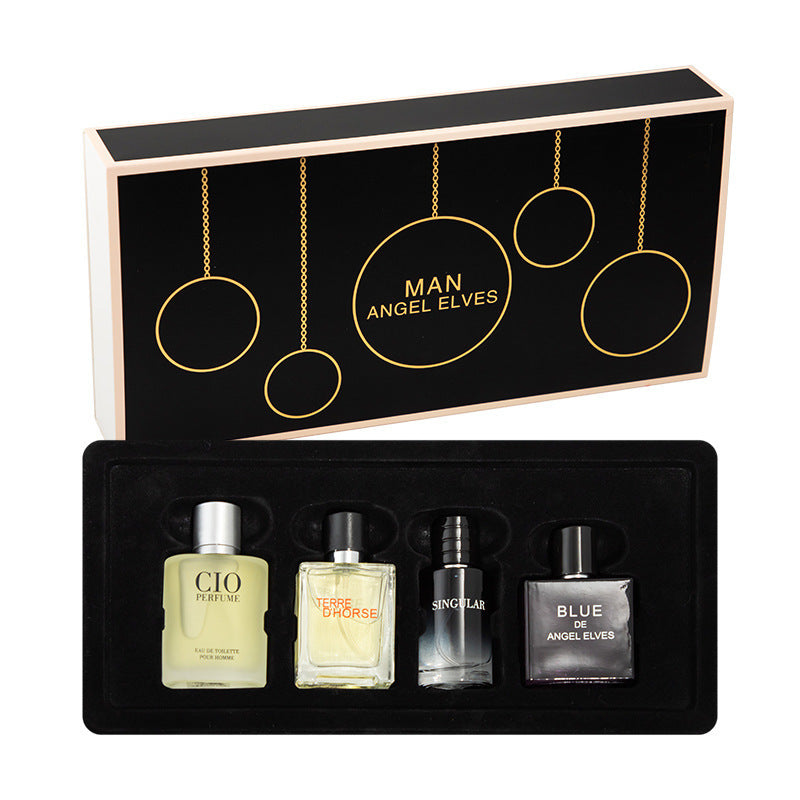 Men's perfume azure earth sentiment charming blue men's new four-piece gift box perfume export cross-border supply