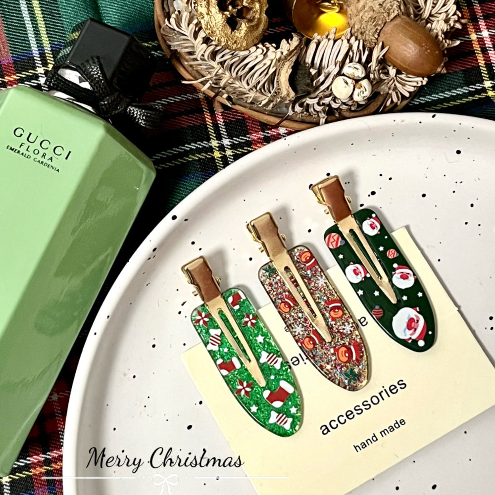 European and american cross-border christmas hairpins, bangs, side hairpins, broken hair duckbill clips, seamless edge clips, hair accessories wholesale