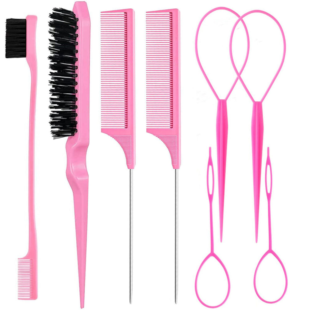 wholesale perm and dye hair sectioning comb eight-piece set stainless steel pointed tail comb non-slip high temperature resistant hair comb