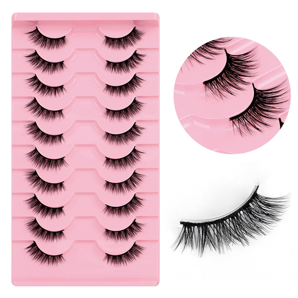 Export half-eye false eyelashes 10 pairs of cat-eye eyelashes fox style fashion black stem thick curled eyelashes one piece