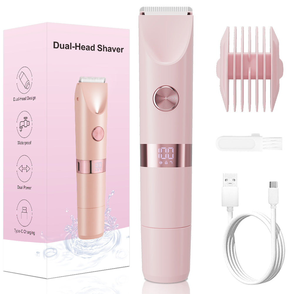 double-head 2-in-1 electric epilator for women's private trimmer multi-functional for home digital display washable epilator