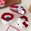 Cute plush kitty hair clip angora red bow hair tie bangs clip cartoon bb clip hair accessories for women