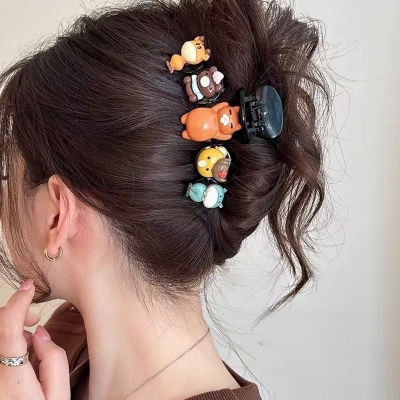Korean style cute cartoon bow hair clip - large, high-end, versatile hair accessory for women's updos and ponytails