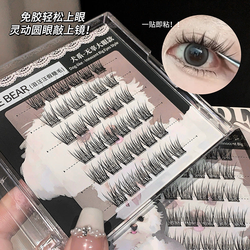 Gege bearkorean style girl group glue-free false eyelashes self-adhesive natureartificial mom-like lazy single cluster eyelashes