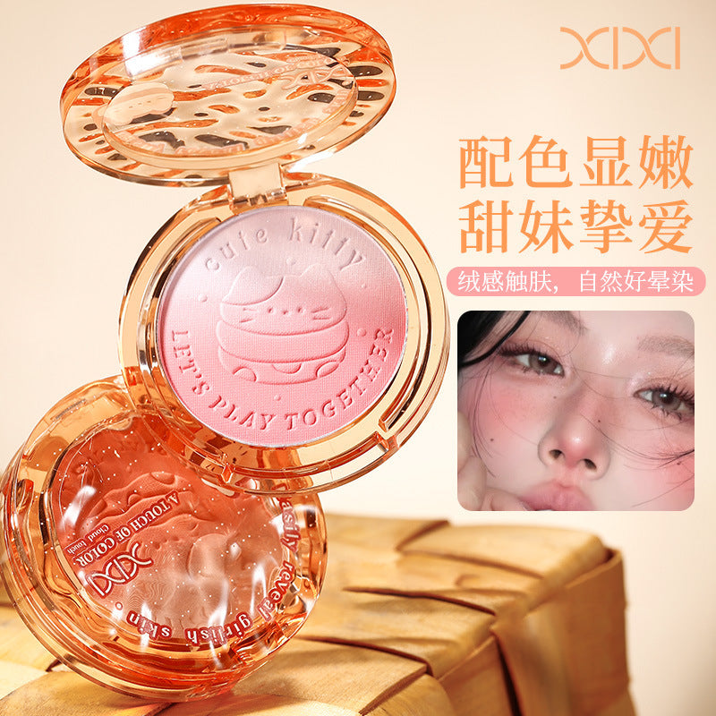 Xixi maoqu baking two-color gradient blush expansion and shrinkage color brightening and contouring all-in-one palette nature nude makeup rouge