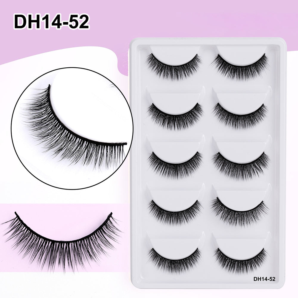 Export fashion fake eyelashes nature slim 5 pairs pack imitation mink hair whole cluster artificial stage eyelashes one piece