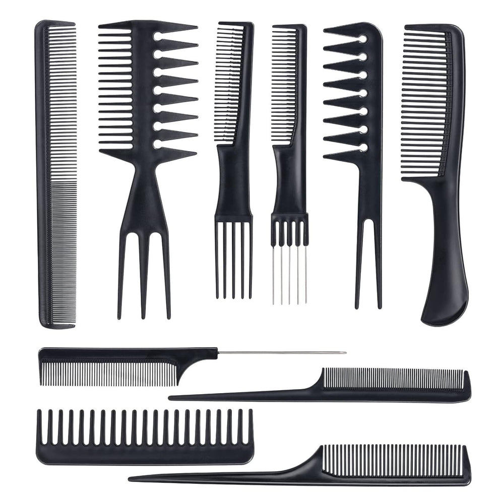 Ten-piece hairdressing comb set, pointed tail comb, hairdressing wide-tooth comb, hair dyeing comb, crocodile clip, duckbill clip, cross-border supply