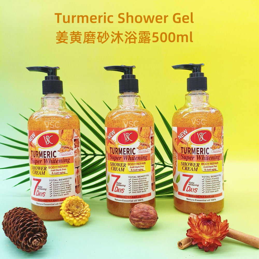 turmeric scrub shower gel 500ml - rich lather, refreshing, moisturizing body wash with carrot extract - export quality