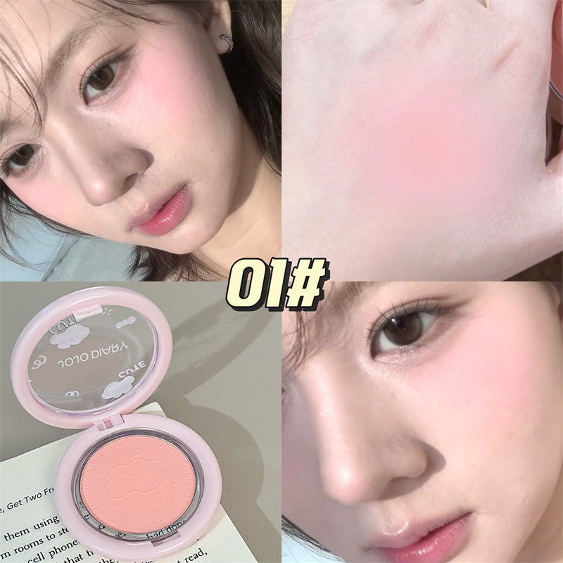 Jiujiu diary cloud soft mist blush low saturation expansion tender pink matte nature brightening contouring student rouge