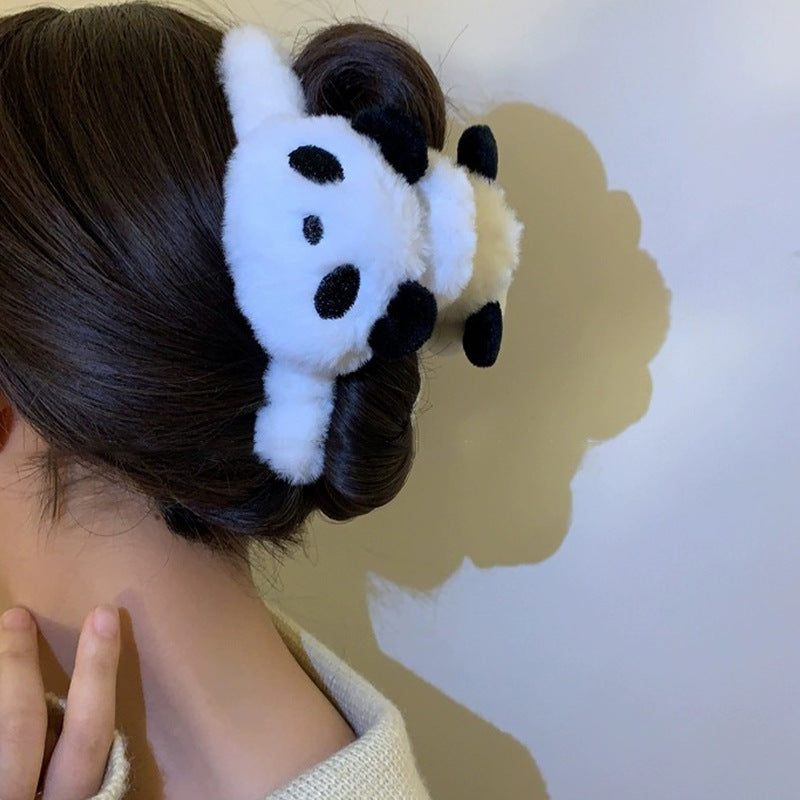 Fall and winter gripper cute cartoon animal stuffed hair clip for women's back head plate hair clip large panda shark clip hair clip