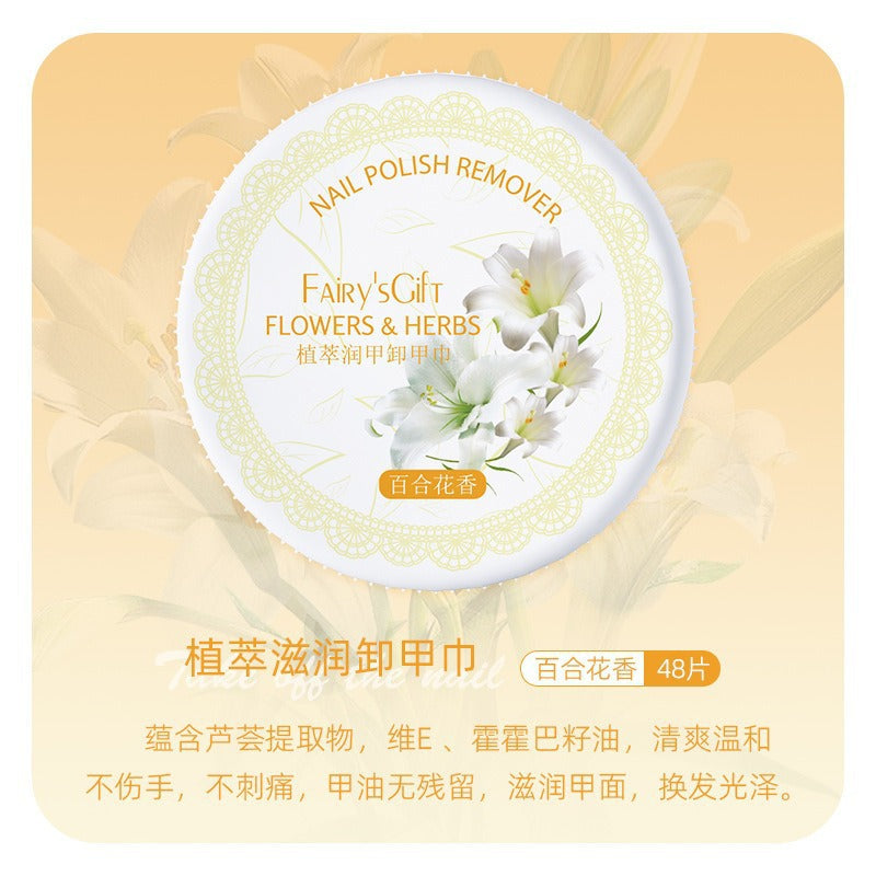 Floral botanical cuticle oil & nail polish remover wipes: hydrating, gentle, and safe for your nails and hands. effortlessly removes gel and regular nail polish