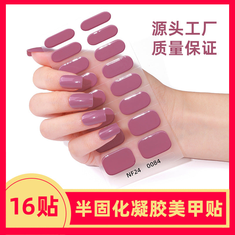 Zhengxiang factory custom gel nail stickers solid color uv light nail polish gel japanese and korean semi-cured nail stickers wholesale
