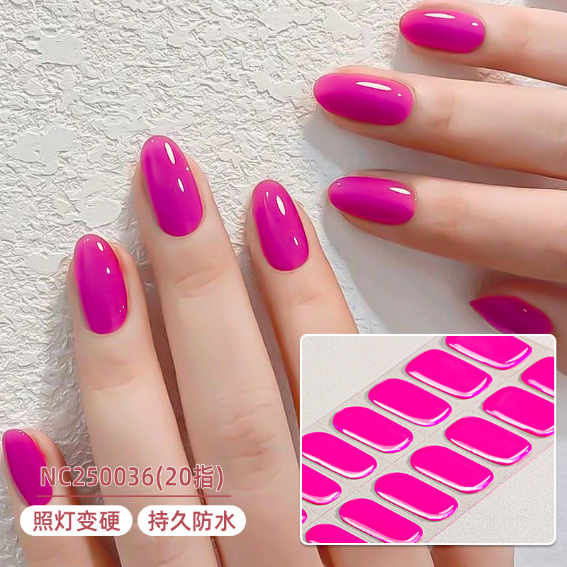 Zhengxiang custom gel nail stickers - waterproof, cross-border, european & american style, solid color nail art stickers, uv light curing, semi-cured nail stickers