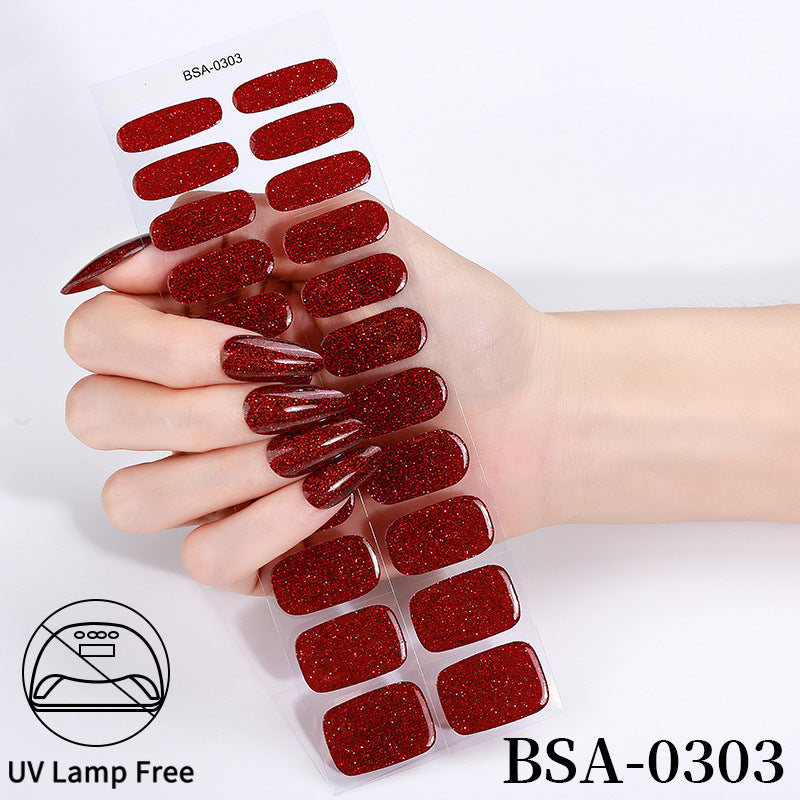 fashion gel nail stickers no bake flash onion powder nail art stickers uv-free gel nail wraps