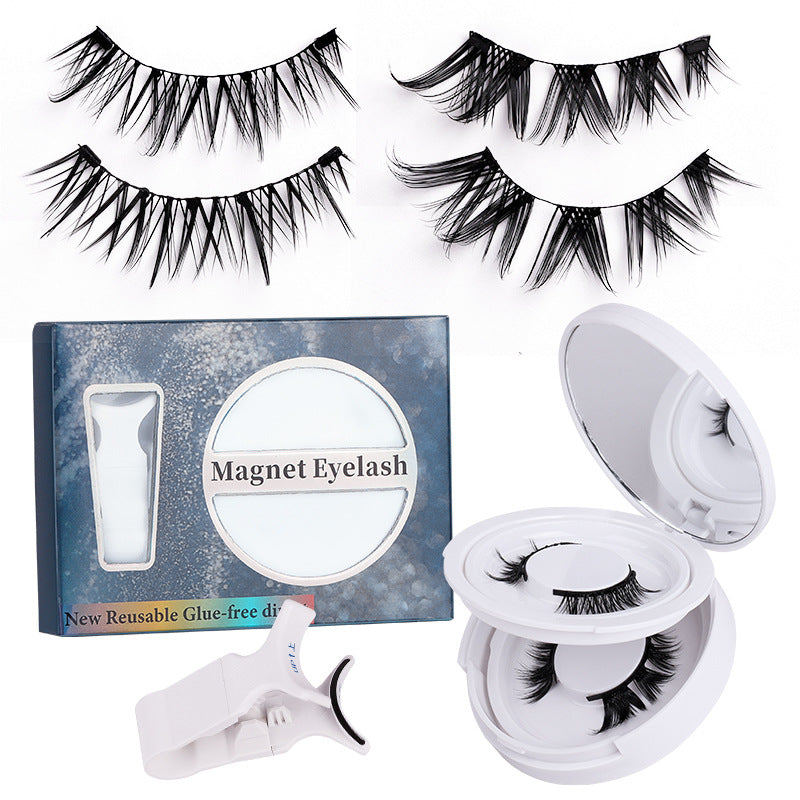 magnetic eyelashes for natural women, 2 pairs of black stem fox eyelashes, magnetic with clip set, european and american hot style