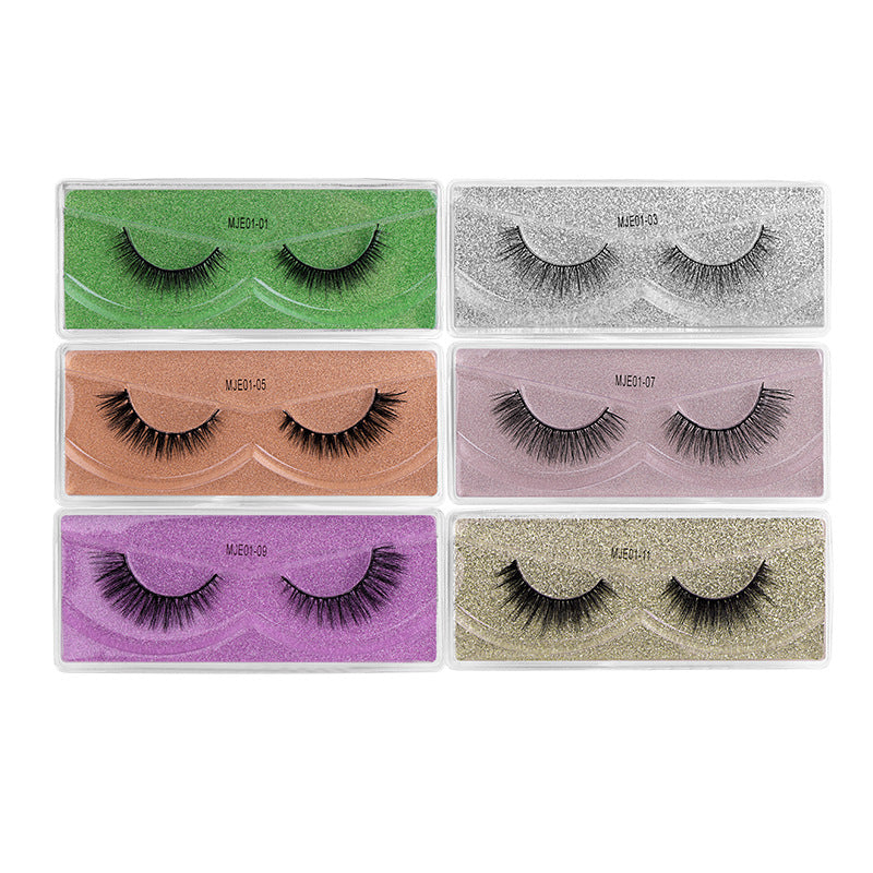 European and american style mixed eyelash set - 12 pairs faux mink lashes, short, dense, high-quality false eyelashes