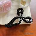 New arrival black and white polka dot ribbon bows large gripper sweetfashion back head plate shark clip fashion gripper